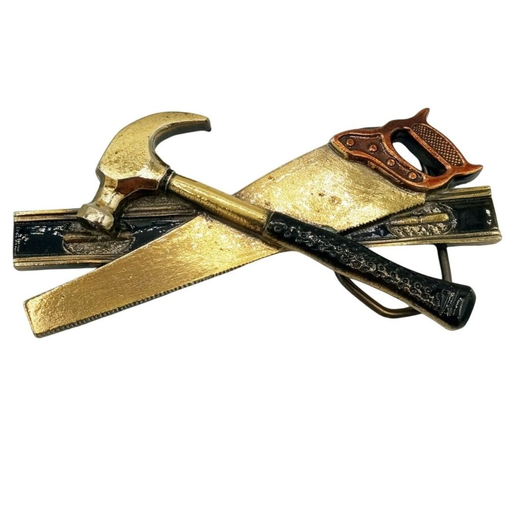 Vintage Great American Buckle Co Hammer Saw Level Carpenter Tools 1981 851